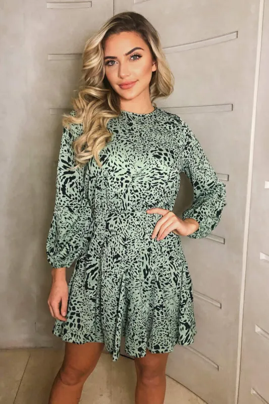 Mint Printed Pleated Skirt Skater Dress sold by AX Paris