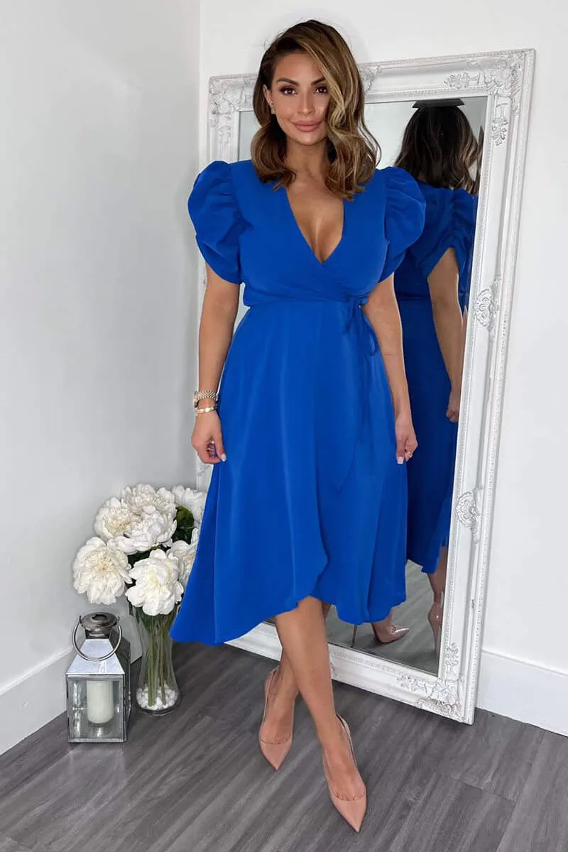 Blue Wrap Over Tie Midi Dress sold by AX Paris product image thumbnail 3