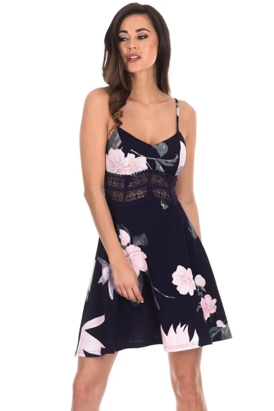 Navy Floral Swing Dress sold by AX Paris