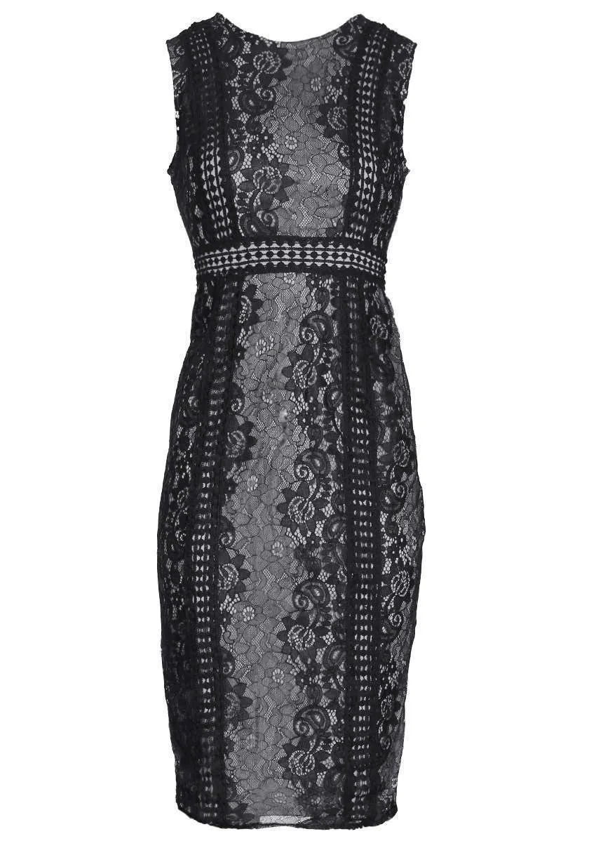 Black and Grey Lace Midi Dress sold by AX Paris product image thumbnail 4
