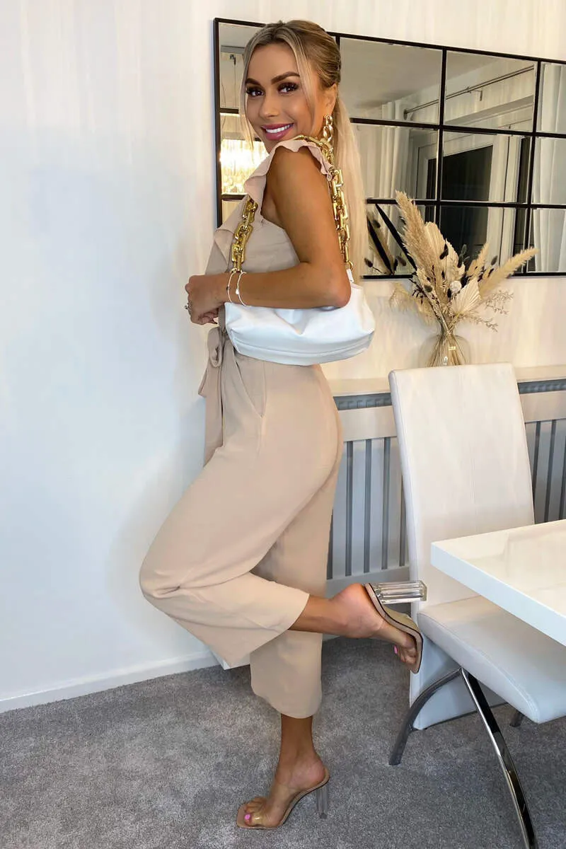 Nude Frill Front Belted Jumpsuit sold by AX Paris product image thumbnail 3