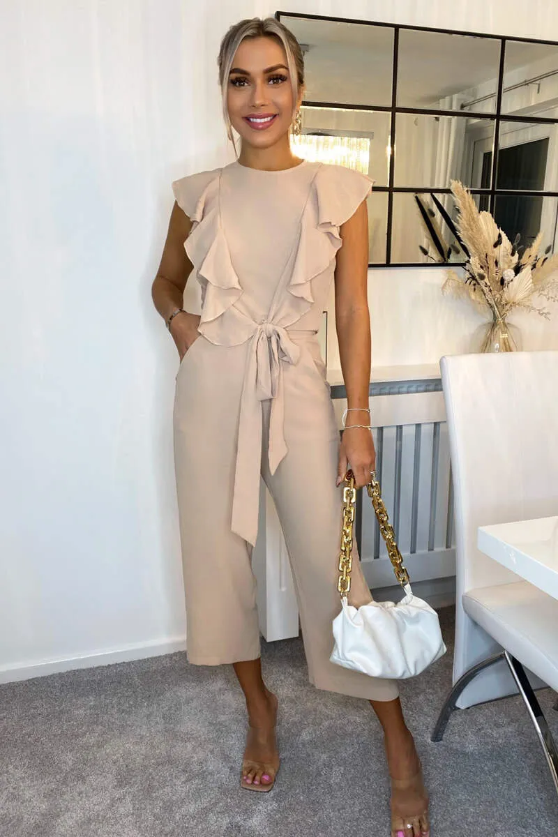 Nude Frill Front Belted Jumpsuit sold by AX Paris product image thumbnail 2