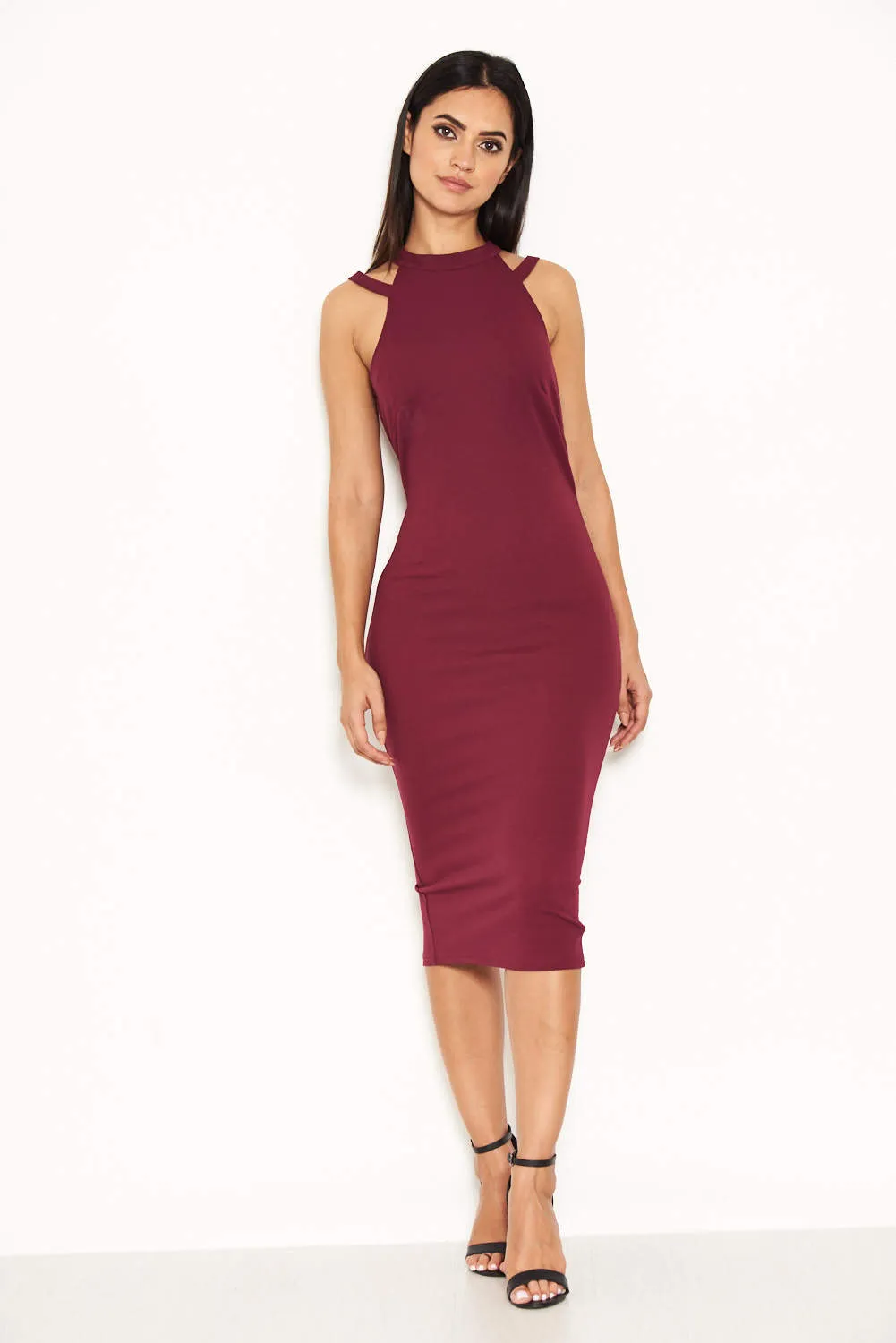 Plum Double Strap Midi Dress sold by AX Paris product image thumbnail 2