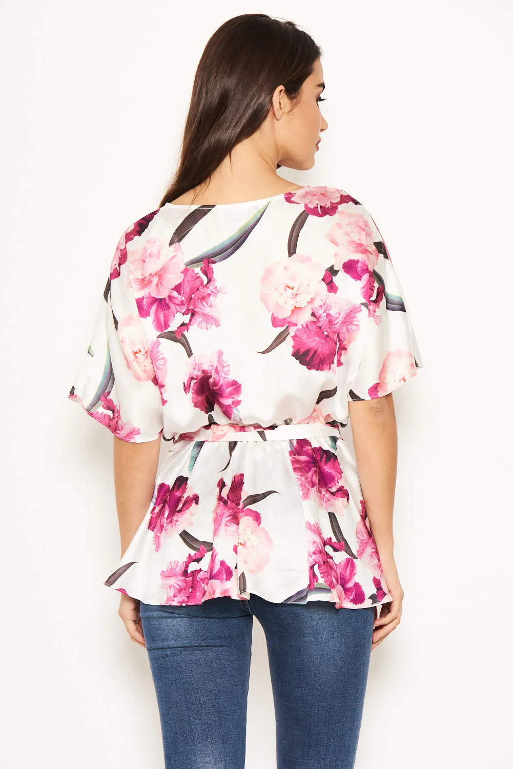 Cream Floral Tie Belt Top sold by AX Paris product image thumbnail 3