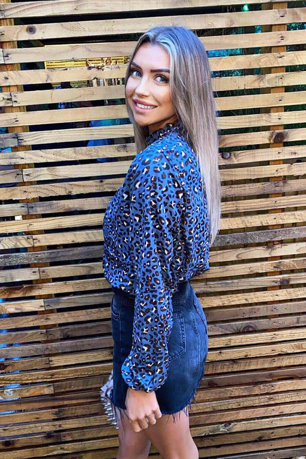 Blue Animal Print High Neck Elasticated Top sold by AX Paris product image thumbnail 3