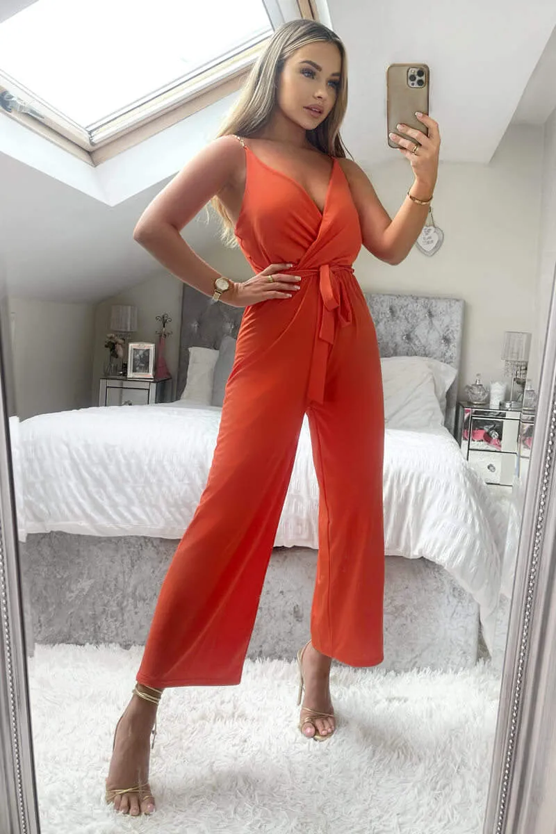Orange Cropped Jumpsuit With Chain Straps sold by AX Paris product image thumbnail 3