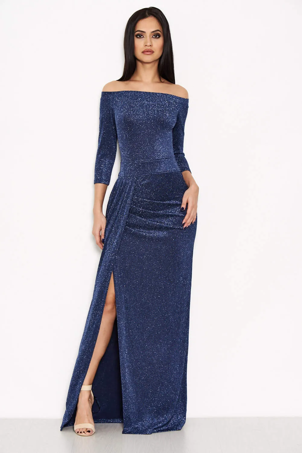 Off The Shoulder Sparkle Maxi Dress sold by AX Paris