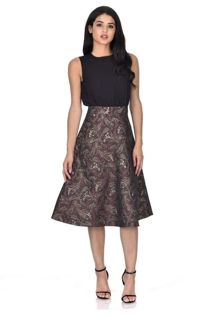 Plum Printed Metallic 2 in 1 Midi Dress sold by AX Paris product image thumbnail 2
