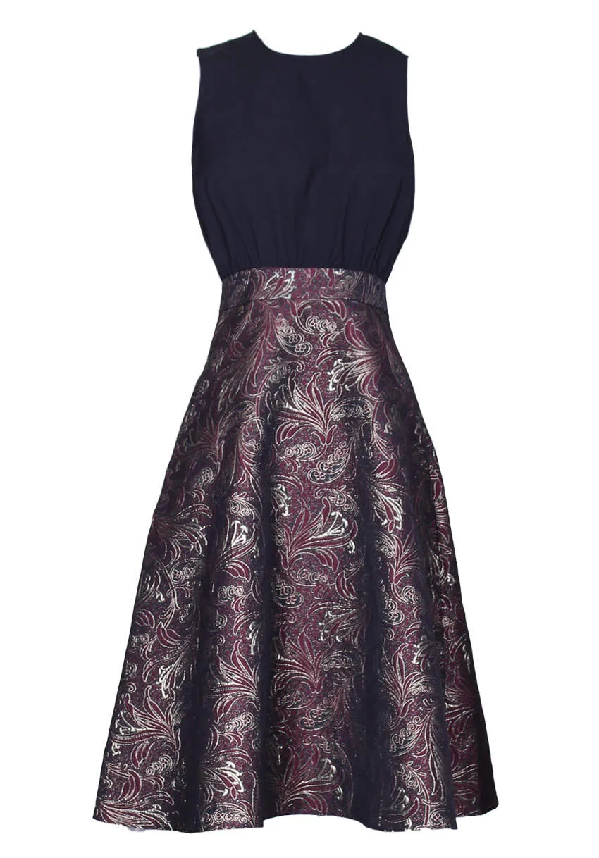 Plum Printed Metallic 2 in 1 Midi Dress sold by AX Paris product image thumbnail 4