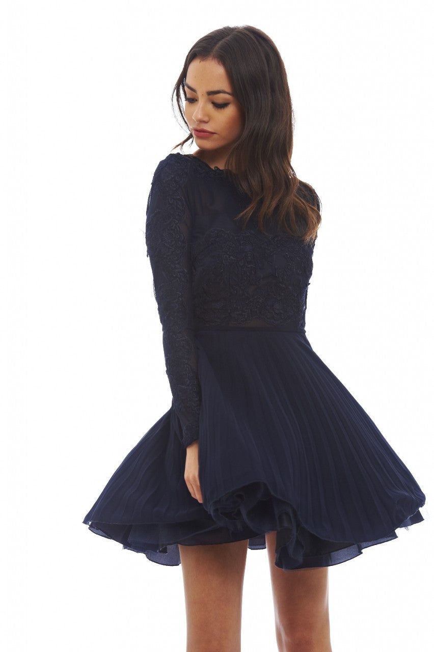 Lace Detail Pleated Skater Dress sold by AX Paris product image thumbnail 3