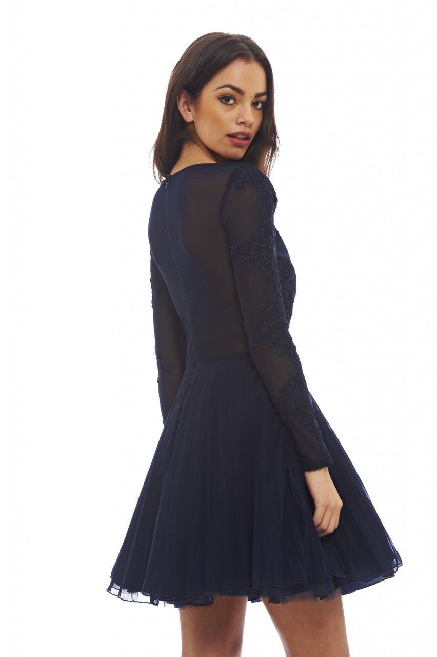 Lace Detail Pleated Skater Dress sold by AX Paris product image thumbnail 4