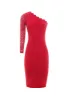 Red Lace Detail Asymmetric Midi Dress sold by AX Paris