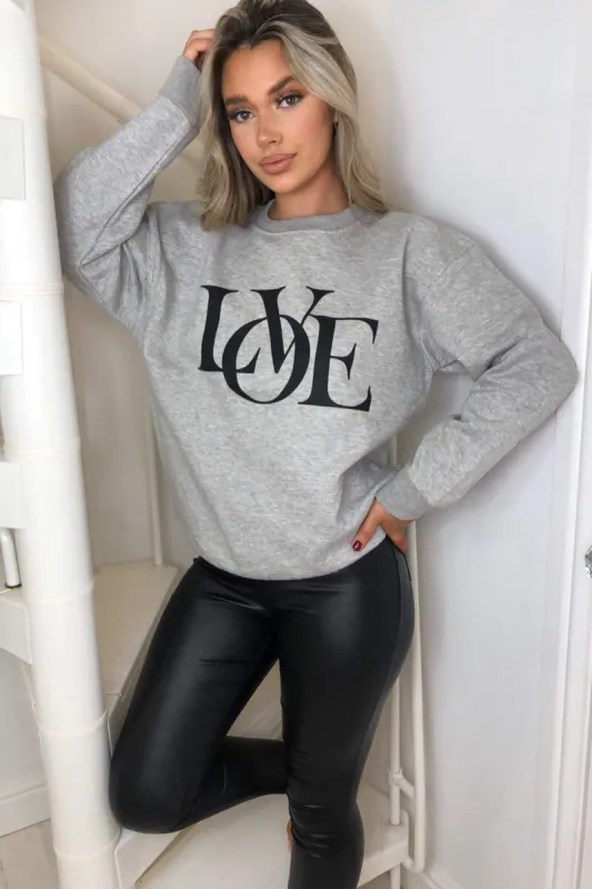Grey LOVE Sweatshirt sold by AX Paris