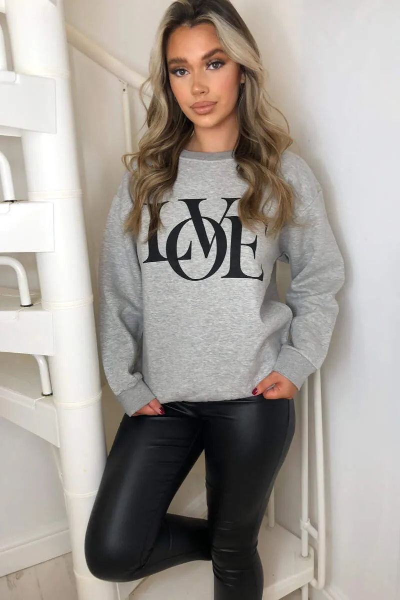 Grey LOVE Sweatshirt sold by AX Paris product image thumbnail 2