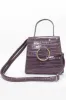 Mink Croc Mini Patent Bag With Gold Ring sold by AX Paris