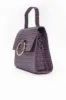 Mink Croc Mini Patent Bag With Gold Ring sold by AX Paris