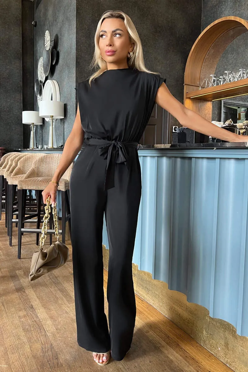 Black Tie Waist Wide Leg Jumpsuit sold by AX Paris product image thumbnail 3