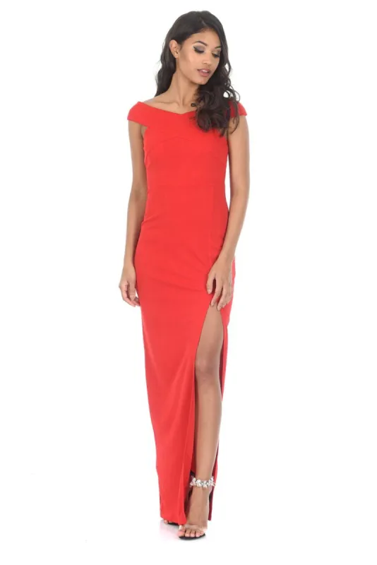 Red Split Maxi Dress sold by AX Paris