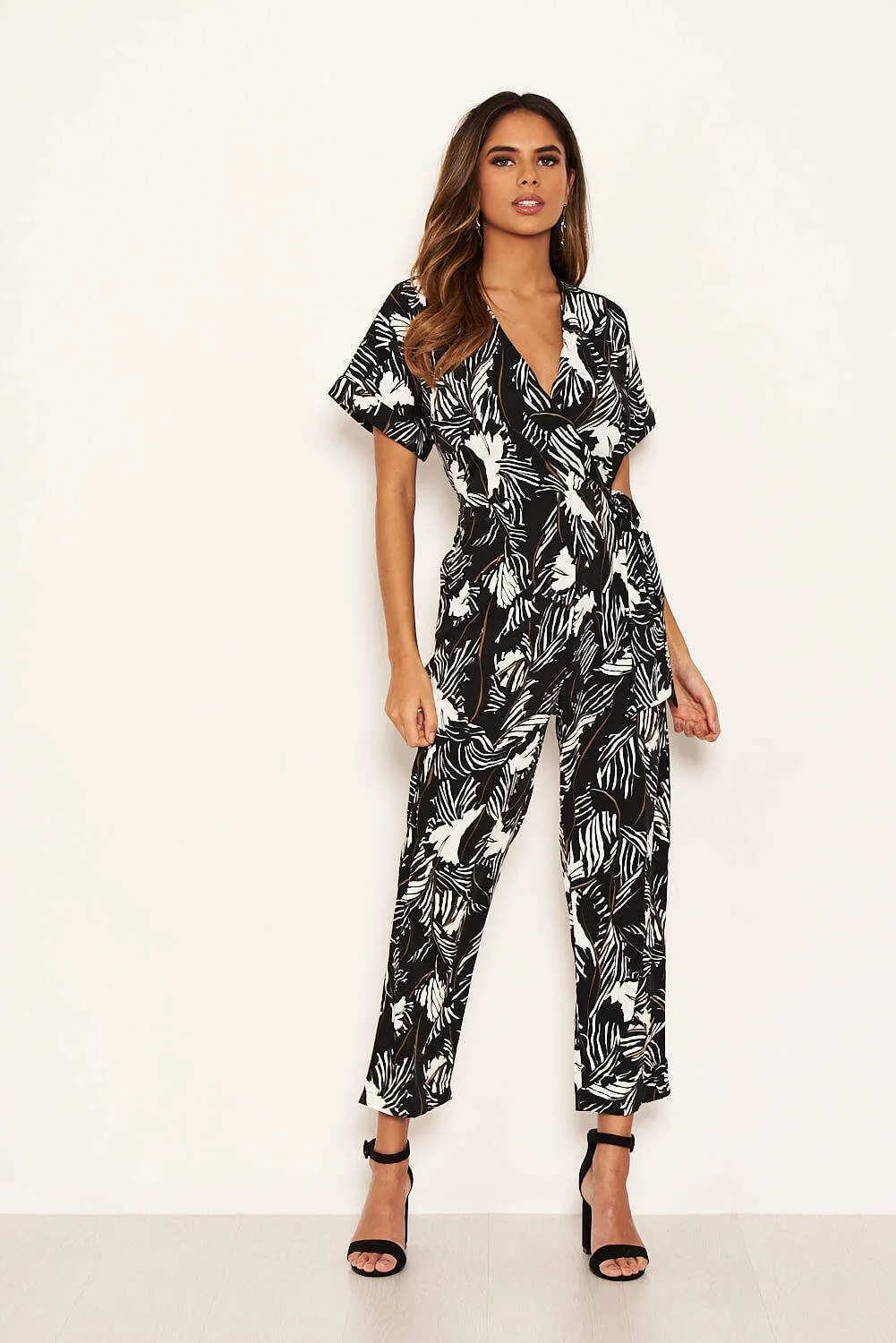 Black Tropical Wrap Knot Jumpsuit sold by AX Paris product image thumbnail 3