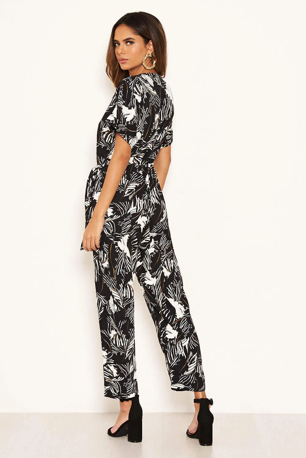 Black Tropical Wrap Knot Jumpsuit sold by AX Paris product image thumbnail 4