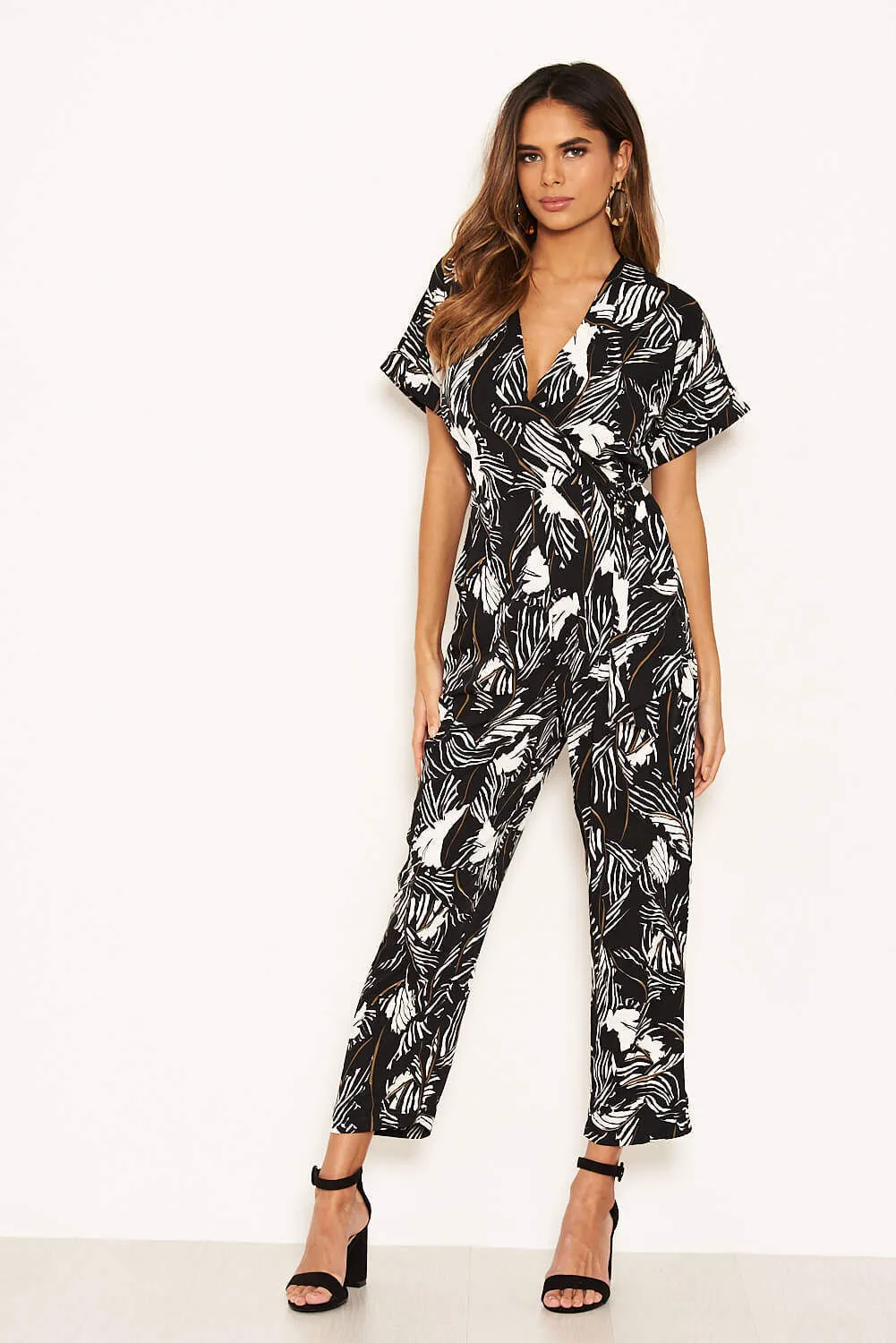 Black Tropical Wrap Knot Jumpsuit sold by AX Paris product image thumbnail 5