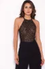 Black Nude Lace Halter Neck Straight Leg Jumpsuit sold by AX Paris