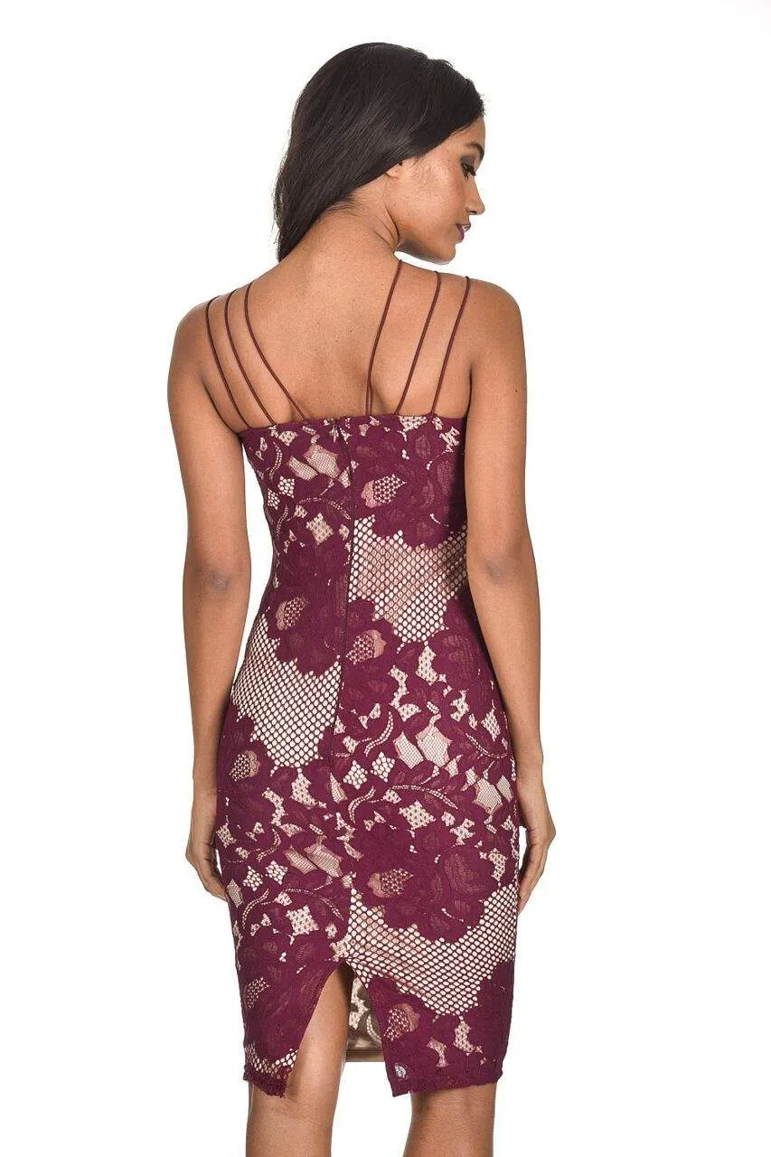 Wine Crochet Strappy Midi Dress sold by AX Paris product image thumbnail 3