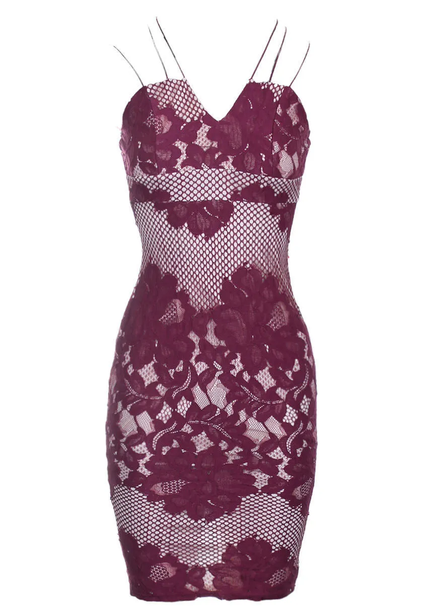 Wine Crochet Strappy Midi Dress sold by AX Paris product image thumbnail 4