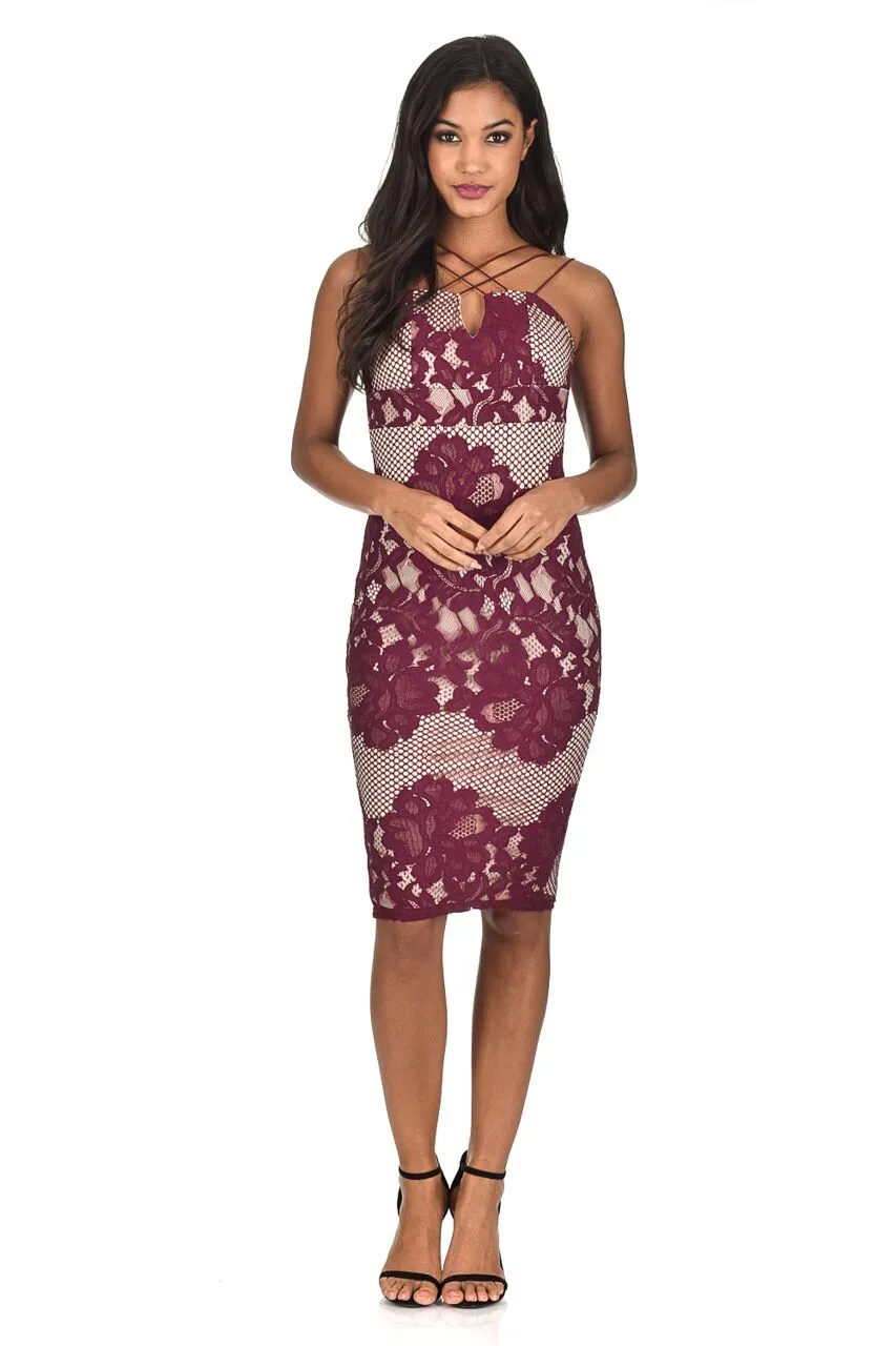 Wine Crochet Strappy Midi Dress sold by AX Paris product image thumbnail 2