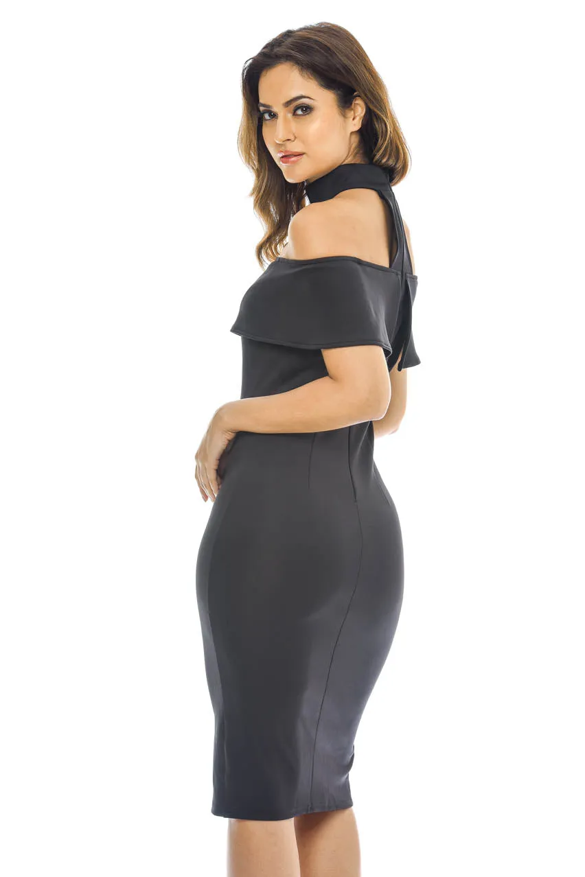 Black Strapless Midi Dress with Choker Detail sold by AX Paris product image thumbnail 4