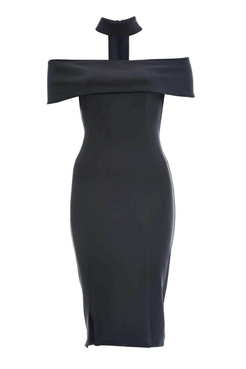 Black Strapless Midi Dress with Choker Detail sold by AX Paris product image thumbnail 2