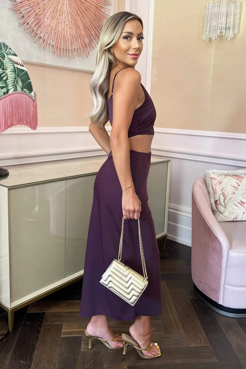 Plum Asymmetric Cut Out Midi Dress sold by AX Paris product image thumbnail 3
