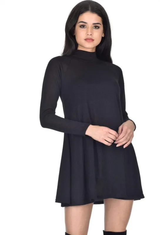 Black Knitted Mini Swing Dress sold by AX Paris