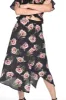 Black Floral Asymmetric Hem Skirt sold by AX Paris