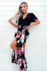Multi Floral Printed 2 in 1 Short Sleeve Frill Hem Midi Dress sold by AX Paris