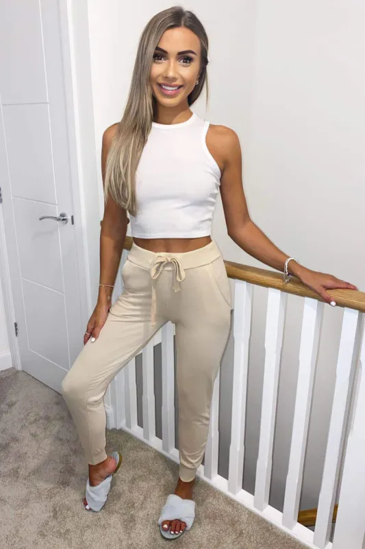 Stone Basic Drawstring Joggers sold by AX Paris