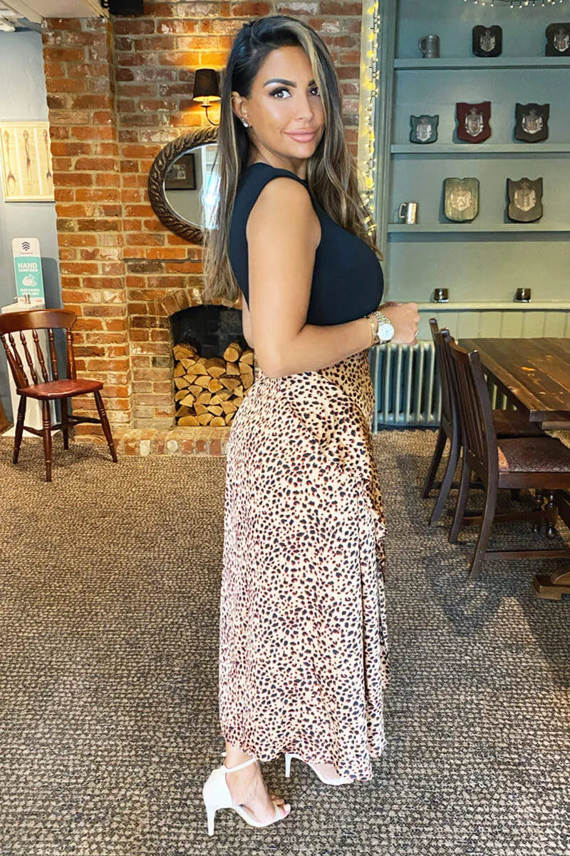 Black 2 in 1 Animal Print Midi Dress sold by AX Paris product image thumbnail 4