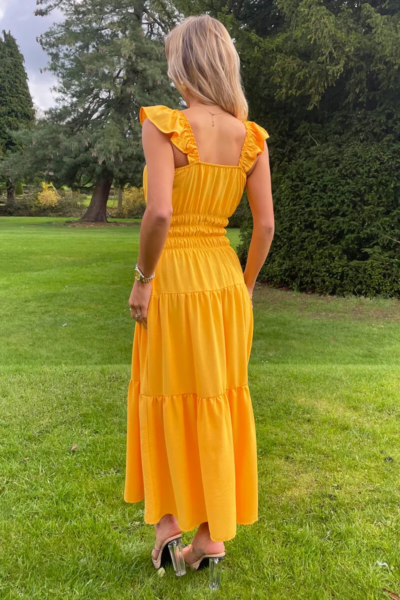 Yellow Frill Strap Tiered Midi Dress sold by AX Paris product image thumbnail 5