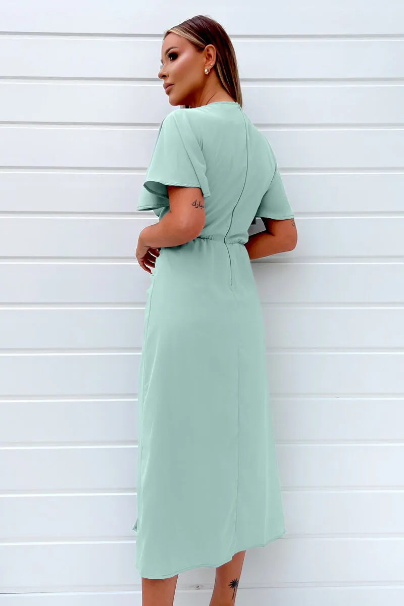 Duck Egg Ruched Split Leg Midi Dress sold by AX Paris product image thumbnail 4