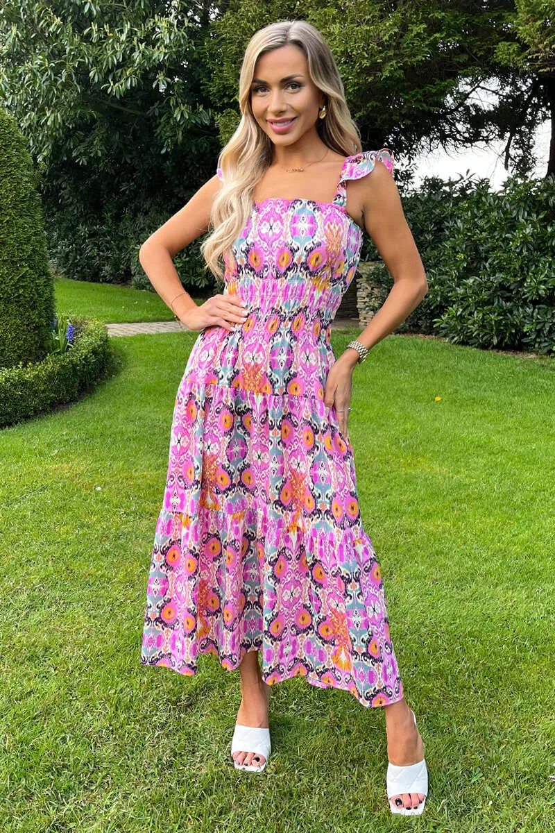 Multi Abstract Printed Frill Strap Midi Dress sold by AX Paris product image thumbnail 2