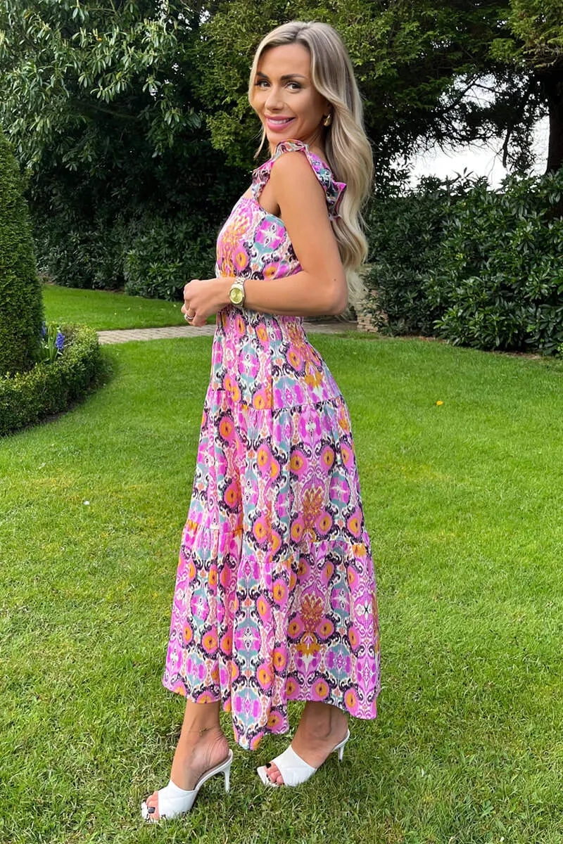 Multi Abstract Printed Frill Strap Midi Dress sold by AX Paris product image thumbnail 4