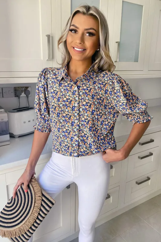 Multi Floral Short Sleeve Shirt sold by AX Paris