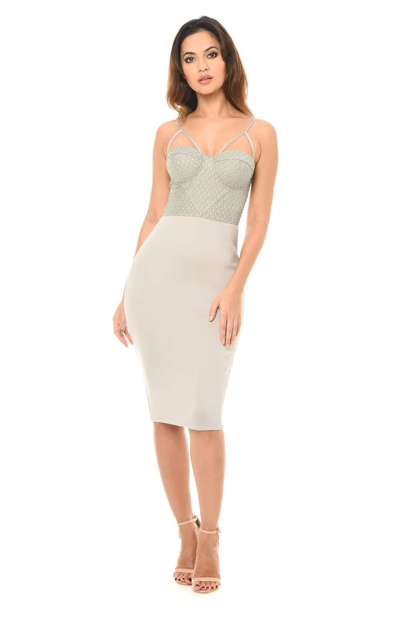Grey Midi Dress with Strappy Detail sold by AX Paris product image thumbnail 2