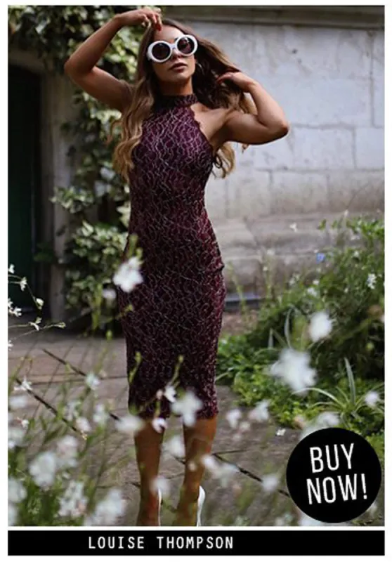Lace Plum Midi Dress sold by AX Paris