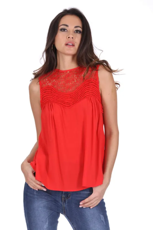 Red Crochet Top sold by AX Paris