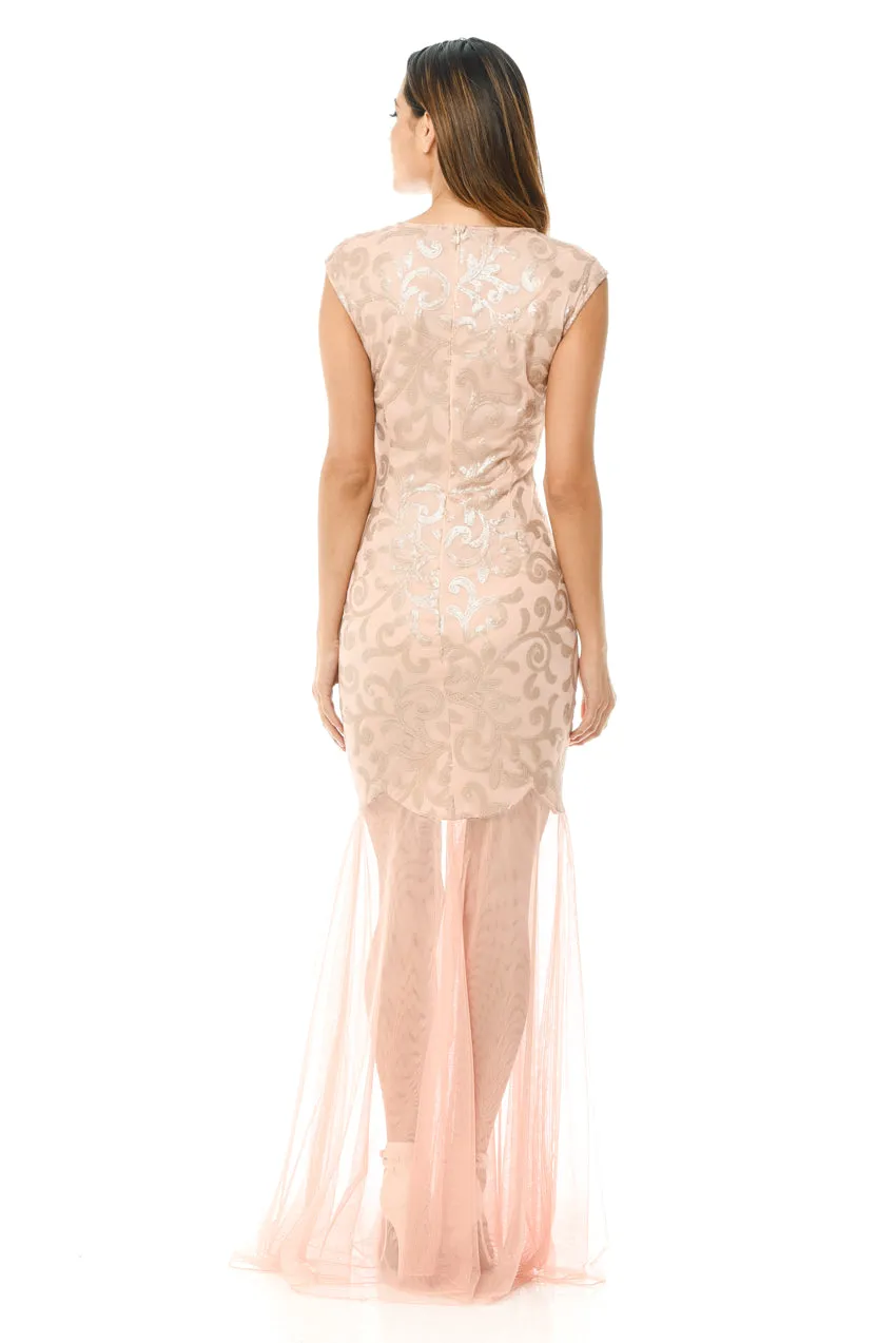 Blush Sequin Bodice Chiffon Maxi Dress sold by AX Paris product image thumbnail 3