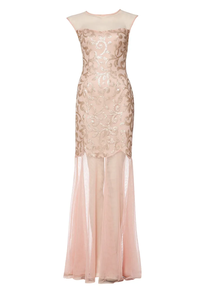 Blush Sequin Bodice Chiffon Maxi Dress sold by AX Paris product image thumbnail 4