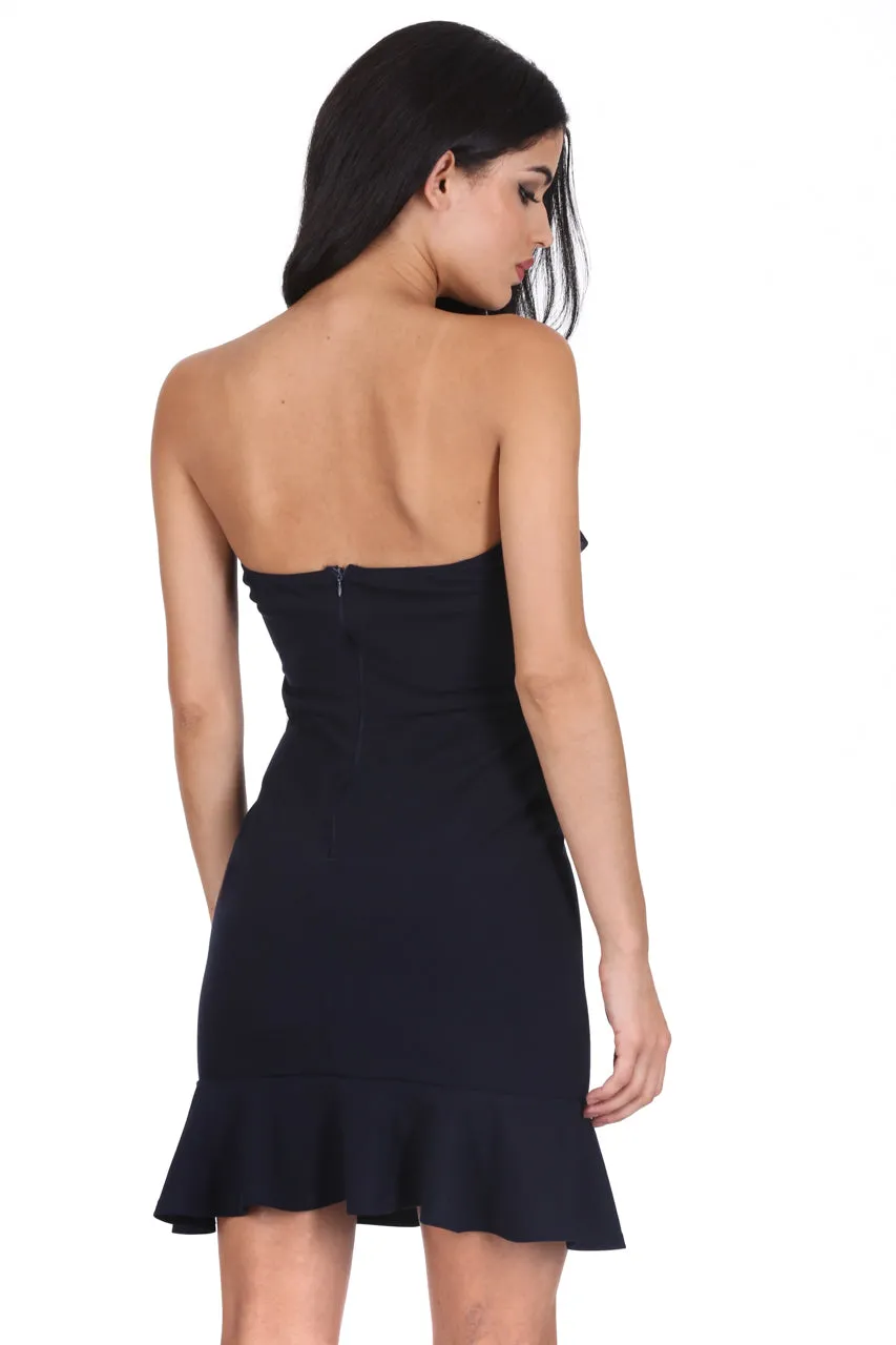 Navy Bandeau Frill Detail Mini Dress sold by AX Paris product image thumbnail 3