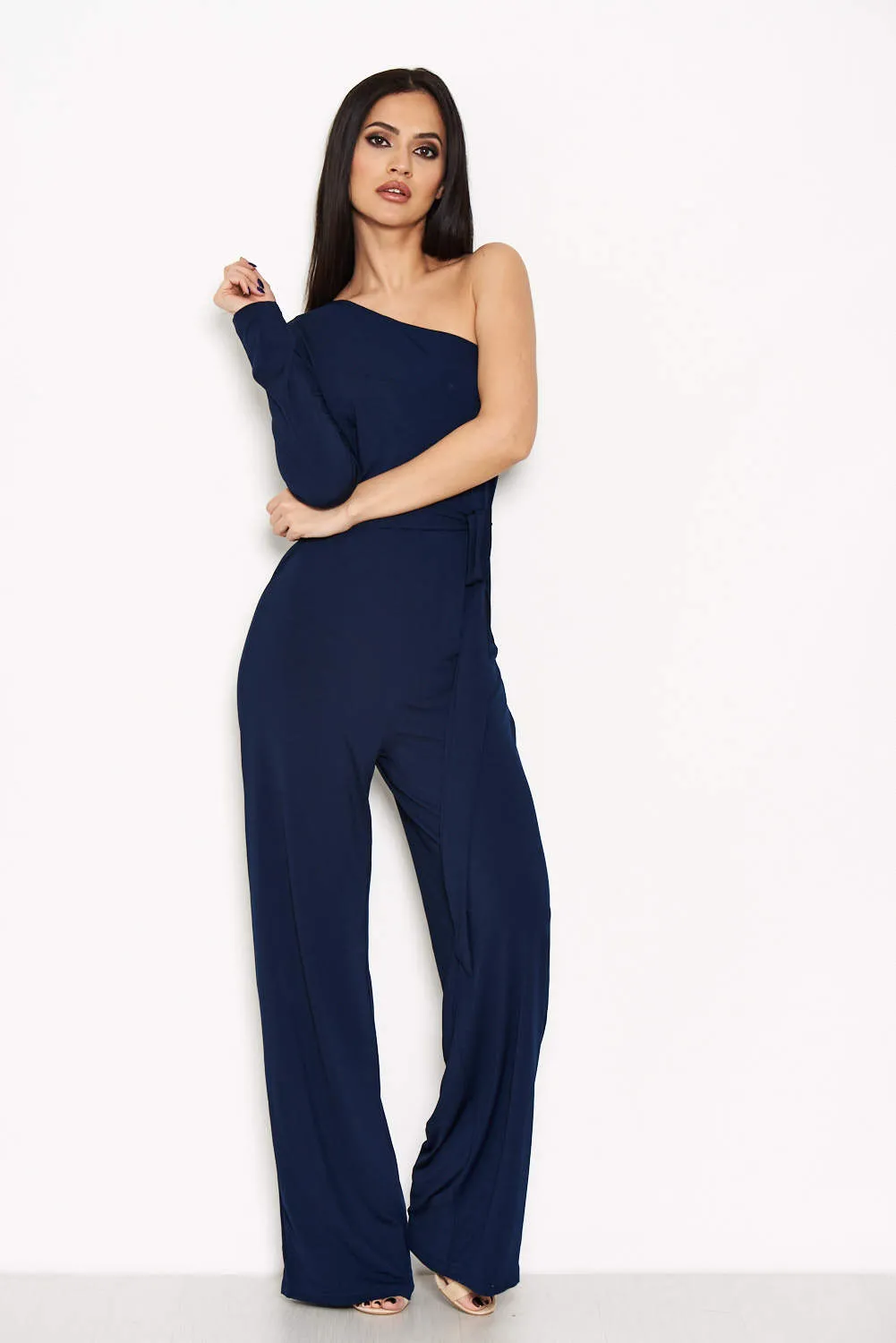 Navy One Shoulder Jumpsuit sold by AX Paris product image thumbnail 2