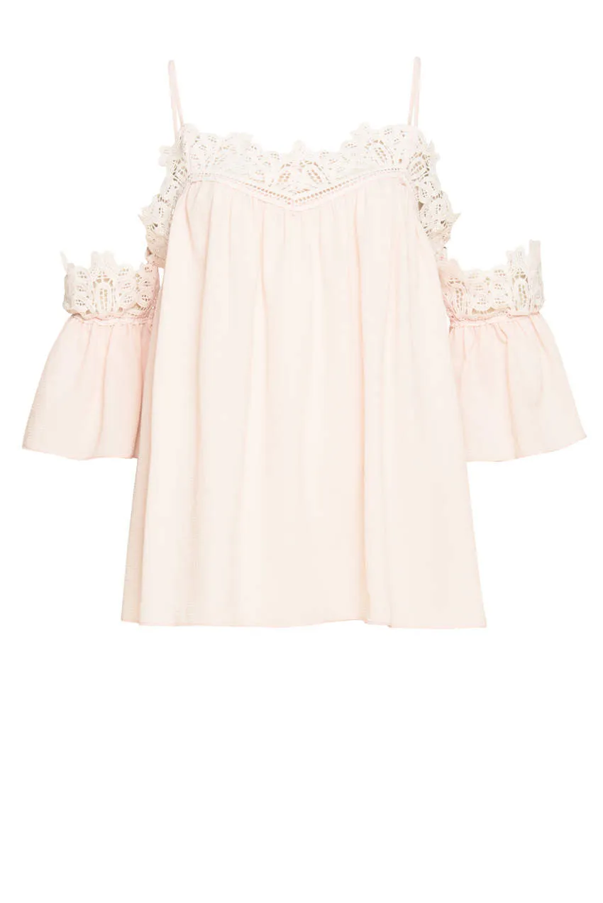 Pink Cold Shoulder Lace Detail Top sold by AX Paris product image thumbnail 4